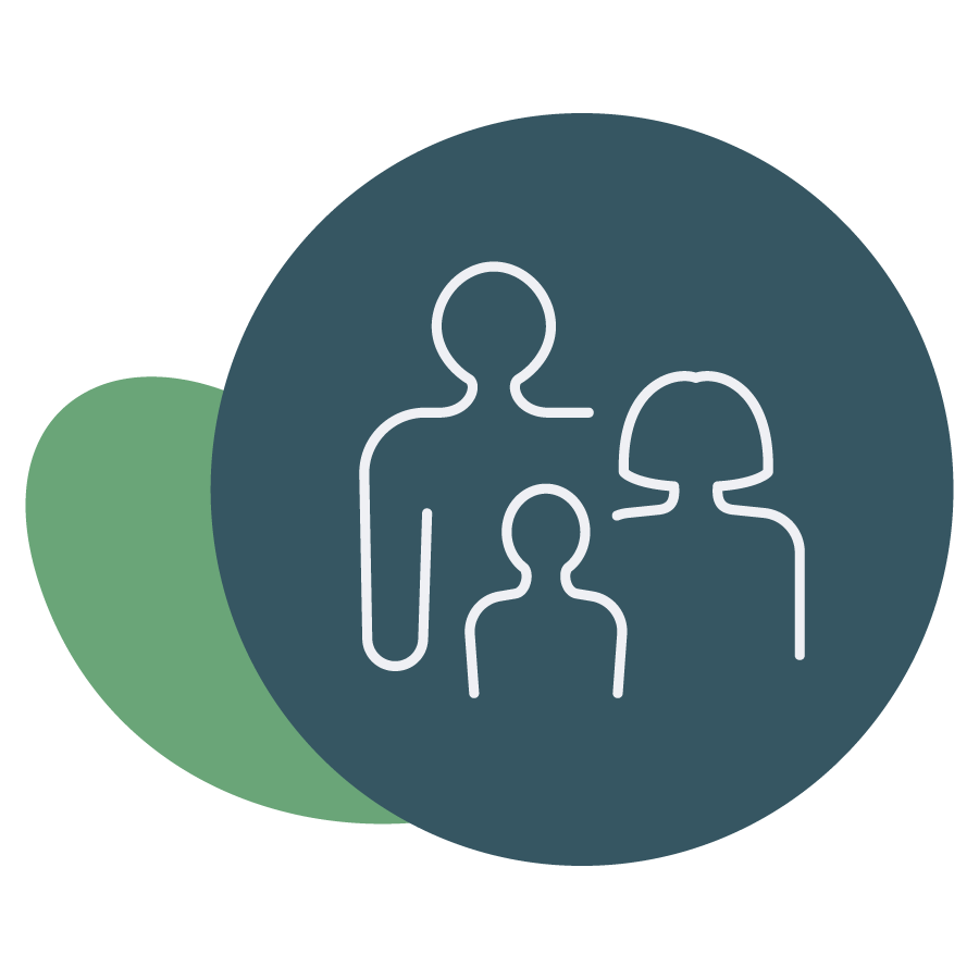 Picto-objectif-social Pictogramme avec des personnes utilisé pour illustrer l'objectif "social" sur le site de Blue, promotion immobilière